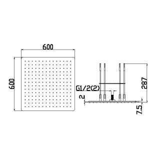 Потолочный душ Boheme 428-CB 2-х позиционный 60 см брашированная медь